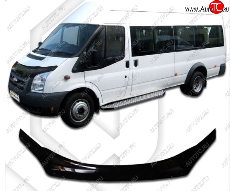 3 099 р. Дефлектор капота CA-Plastiс  Ford Transit (2006-2014) цельнометаллический фургон (Classic черный, Без надписи)  с доставкой в г. Йошкар-Ола