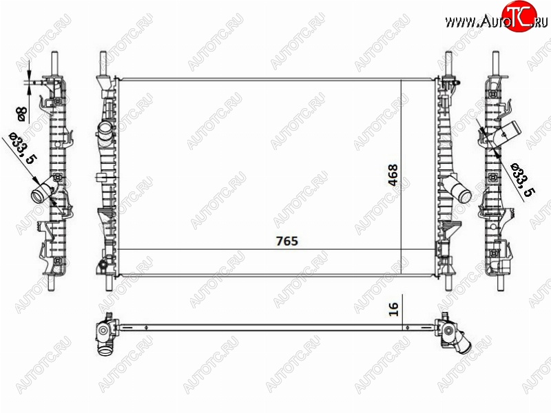 10 099 р. Радиатор двигателя SAT (пластинчатый, МКПП/АКПП, 2.0/2.2)  Ford Transit ( 4) (2014-2024) цельнометаллический фургон,  рестайлинг  с доставкой в г. Йошкар-Ола