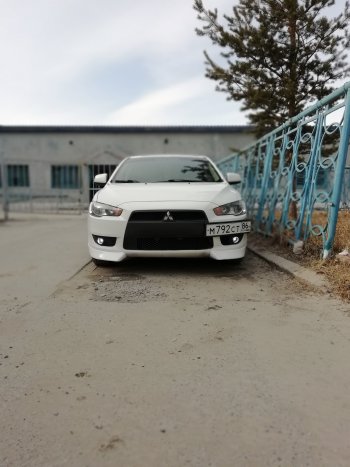 3 099 р. Клыки Evo на передний бампер автомобиля Mitsubishi Lancer 10 хэтчбэк дорестайлинг (2007-2010) (Неокрашенные)  с доставкой в г. Йошкар-Ола. Увеличить фотографию 7