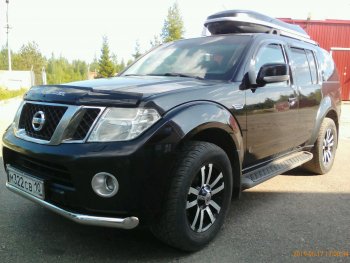 13 499 р. Защита переднего бампера Slitkoff (Ø76)  Nissan Pathfinder  R51 (2009-2014) рестайлинг (Нержавейка, Полированная)  с доставкой в г. Йошкар-Ола. Увеличить фотографию 4