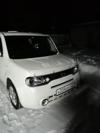 1 979 р. Дефлектор капота CA-Plastiс  Nissan Cube  3 (2008-2025) (Classic прозрачный, Без надписи)  с доставкой в г. Йошкар-Ола. Увеличить фотографию 2