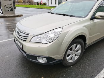 2 199 р. Дефлектор капота CA-Plastiс  Subaru Outback ( BR/B14,  BR,) (2009-2015) дорестайлинг универсал, B14)  рестайлинг универсал (Шелкография серебро)  с доставкой в г. Йошкар-Ола. Увеличить фотографию 3