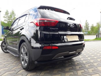 7 899 р. Защита заднего бампера из трубы d57 Slitkoff (радиусная) Hyundai Creta GS дорестайлинг (2015-2019) (Цвет: серебристый)  с доставкой в г. Йошкар-Ола. Увеличить фотографию 3