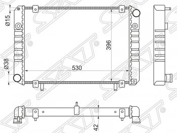 Радиатор двигателя SAT (2-хрядный, пластинчатый, МКПП, без кондиционера) ГАЗ Соболь 2217 автобус дорестайлинг  (1998-2002)