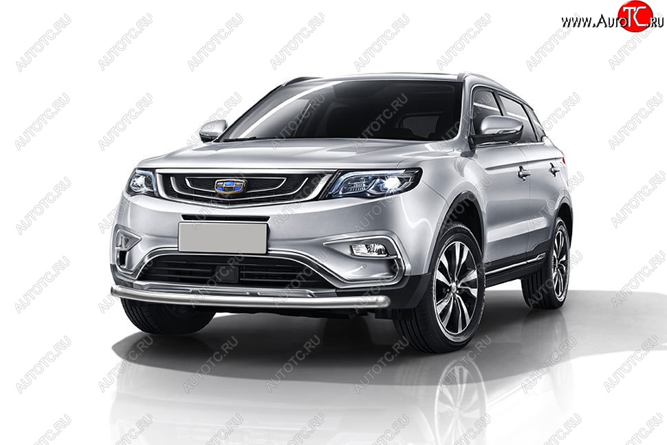 11 599 р. Защита переднего бампера Slitkoff (d57 мм)  Geely Atlas  NL3 (2016-2022) (Нержавейка, Полированная)  с доставкой в г. Йошкар-Ола