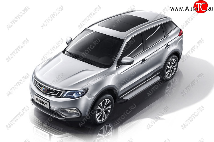 14 999 р. Пороги алюминиевые Slitkoff  Geely Atlas  NL3 - Atlas Pro  NL3 (Optima Silver)  с доставкой в г. Йошкар-Ола