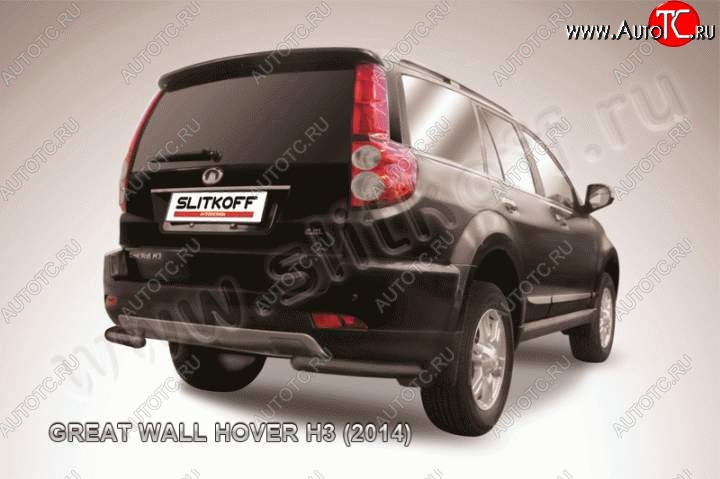 5 549 р. Защита заднего бампера из уголков d57 Slitkoff  Great Wall Hover H3 (2014-2016)  рестайлинг (Цвет: серебристый)  с доставкой в г. Йошкар-Ола