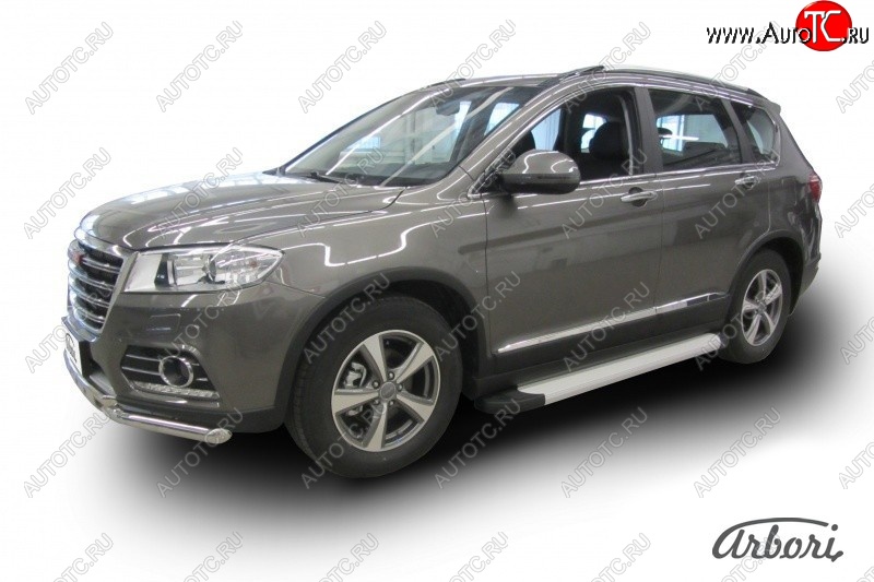 10 979 р. Порожки для ног Arbori Optima Silver Haval H6 (2013-2020)  с доставкой в г. Йошкар-Ола