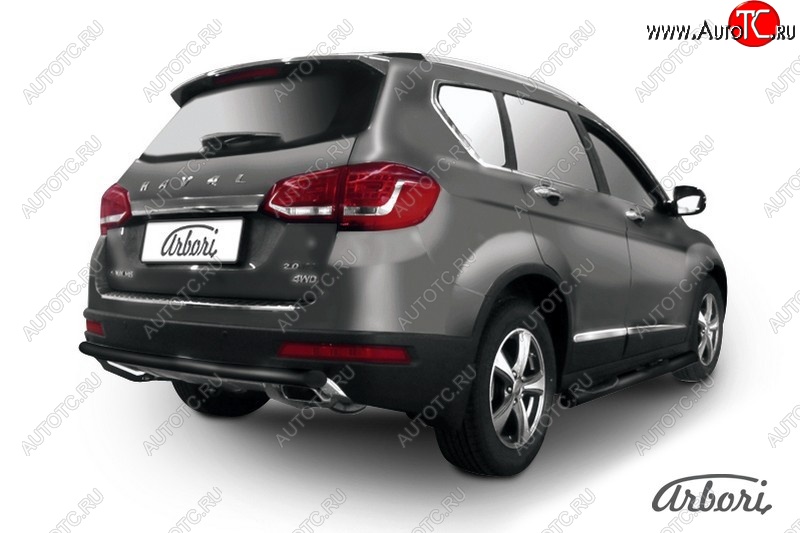 7 019 р. Защита заднего бампера Arbori (черная, 1 труба d57 mm). Haval H6 (2013-2020)  с доставкой в г. Йошкар-Ола