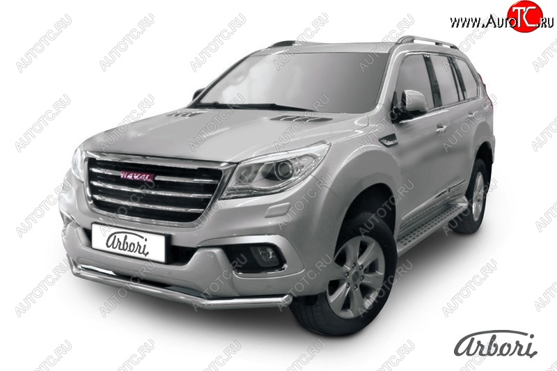 17 399 р. Защита переднего бампера Arbori (нержавейка, 1 труба d57 mm) Haval H9 дорестайлинг (2015-2017)  с доставкой в г. Йошкар-Ола