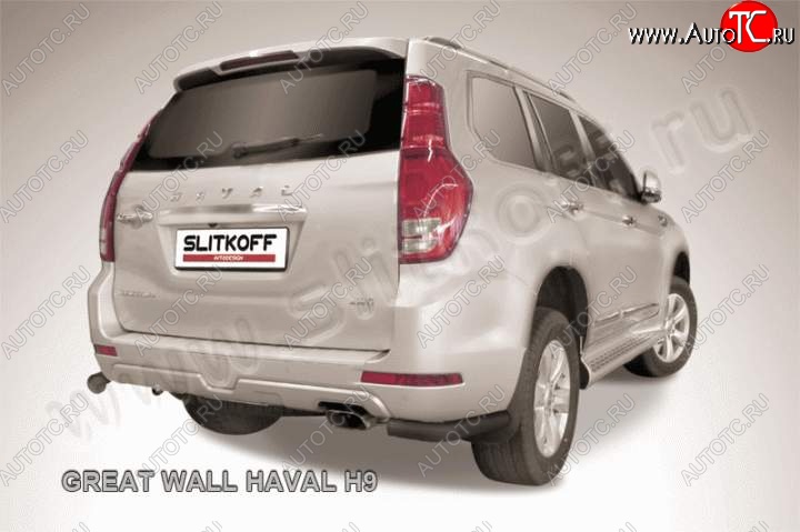 6 749 р. Защита заднего бампера из уголков d76 Slitkoff Haval H9 дорестайлинг (2015-2017) (Цвет: серебристый)  с доставкой в г. Йошкар-Ола