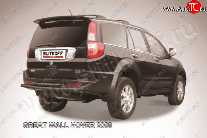 7 599 р. Защита заднего бампера Slitkoff (труба d57/d57)  Great Wall Hover (2010-2014)  1-ый рестайлинг (Цвет: серебристый)  с доставкой в г. Йошкар-Ола