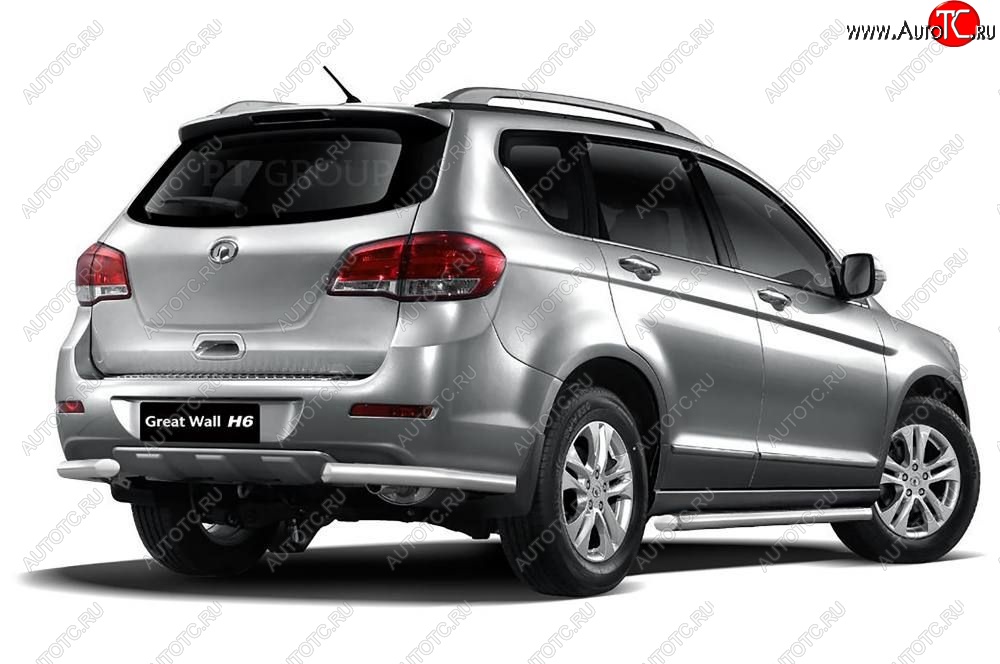 10 649 р. Защита заднего бампера Petroil Tuning (уголки, d63) Great Wall Hover H6 (2012-2016) (Нержавейка)  с доставкой в г. Йошкар-Ола