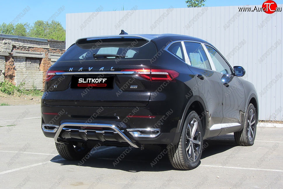 13 449 р. Защита заднего бампера (Ø42 мм, нержавейка) Slitkoff Haval F7x  дорестайлинг (2019-2022)  с доставкой в г. Йошкар-Ола