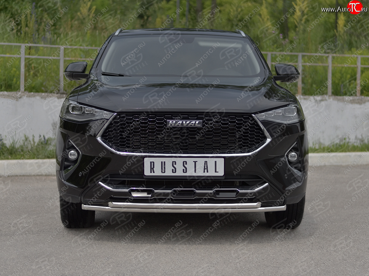 13 999 р. Защита переднего бампера (Ø42 мм, нержавейка, 4WD) SLITKOFF  Haval F7x (2019-2022) дорестайлинг (полированная нержавейка)  с доставкой в г. Йошкар-Ола