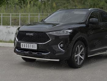 11 199 р. Защита переднего бампера (Ø42 мм, нержавейка, 4WD) SLITKOFF  Haval F7x (2019-2022) дорестайлинг  с доставкой в г. Йошкар-Ола. Увеличить фотографию 2