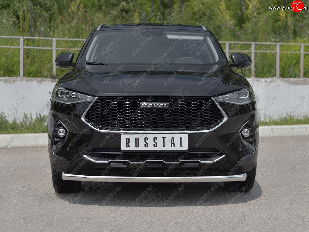 13 399 р. Защита переднего бампера (Ø63 мм секции, нержавейка, 1,5 4WD) SLITKOFF Haval F7x дорестайлинг (2019-2022)  с доставкой в г. Йошкар-Ола