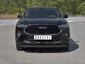 9 999 р. Защита переднего бампера (1.5 4WD Ø57 мм) SLITKOFF  Haval F7x (2019-2022) дорестайлинг (нержавейка с полимерным покрытием, черный)  с доставкой в г. Йошкар-Ола. Увеличить фотографию 4