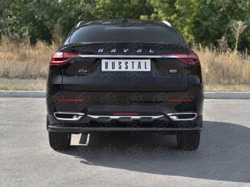 8 199 р. Защита заднего бампера (Ø63 мм, окрашенная) SLITKOFF Haval F7x  дорестайлинг (2019-2022) (цвет черный муар)  с доставкой в г. Йошкар-Ола. Увеличить фотографию 2