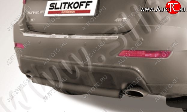 5 999 р. Защита заднего бампера Slitkoff (d57, короткая)  Haval H2 (2014-2021) (Сталь с полимерным покрытием. Цвет: чёрный)  с доставкой в г. Йошкар-Ола