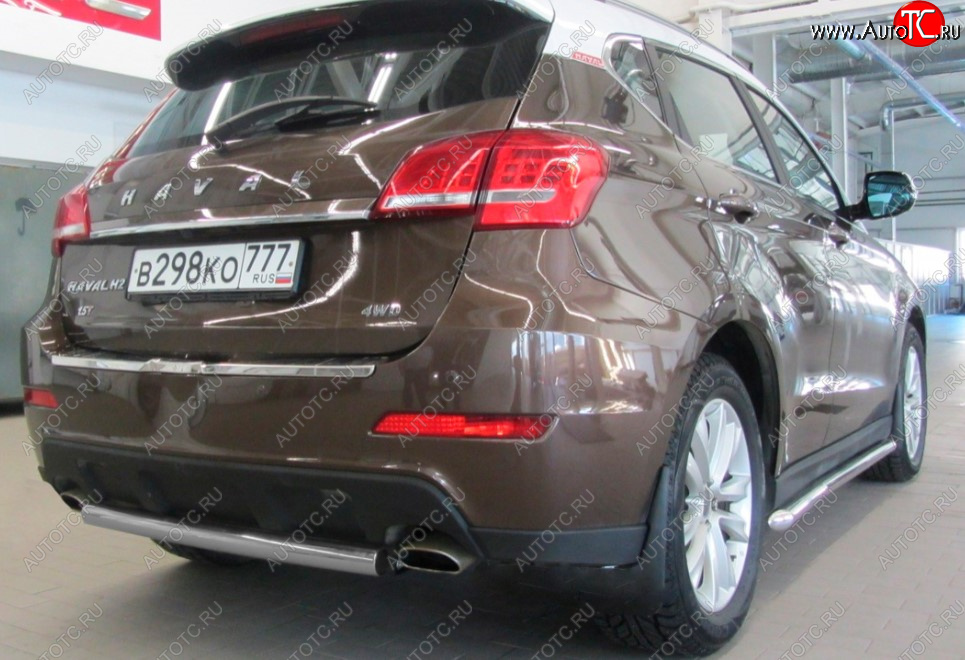 5 999 р. Защита заднего бампера Slitkoff (Ø 57, короткая) Haval H2 (2014-2021) (Сталь с полимерным покрытием. Цвет: серебристый)  с доставкой в г. Йошкар-Ола