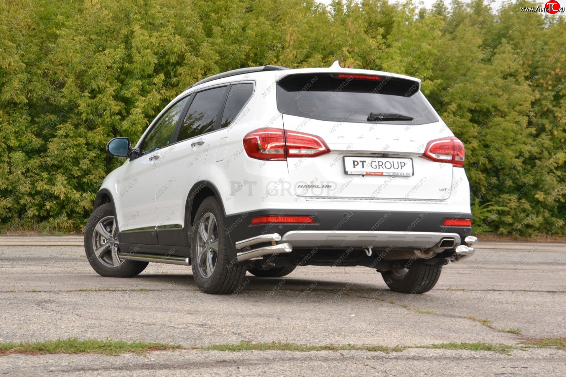 24 949 р. Защита заднего бампера Petroil Tuning (уголки двойные, d63/51) Haval H6 (2013-2020) (Нержавеющая полированная сталь)  с доставкой в г. Йошкар-Ола