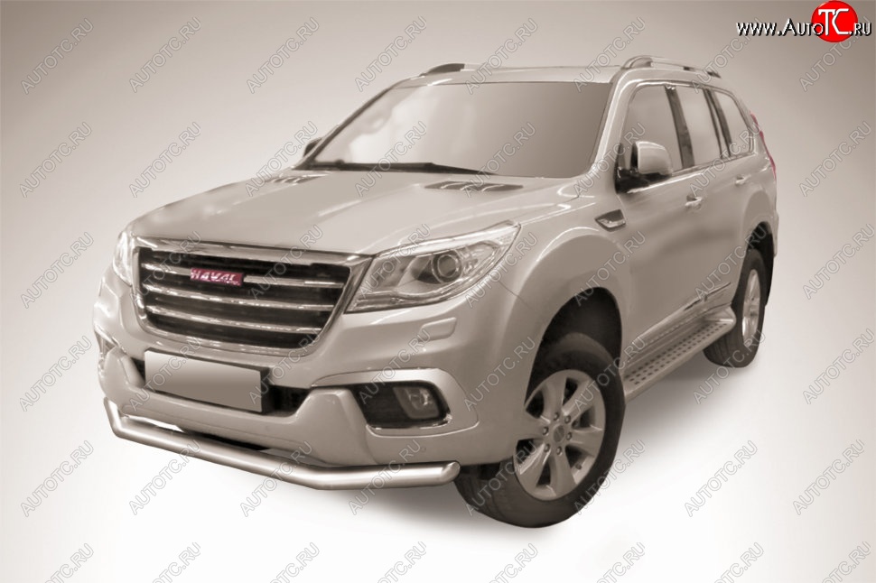 14 499 р. Защита переднего бампера Slitkoff (d76 мм)  Haval H9 (2017-2019) 1-ый рестайлинг (Нержавеющая сталь)  с доставкой в г. Йошкар-Ола