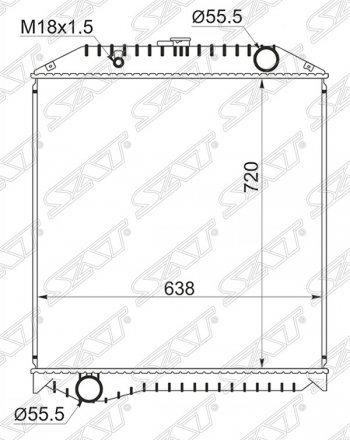 Радиатор двигателя SAT (пластинчатый, МКПП) Hino 500  дорестайлинг (2007-2015)