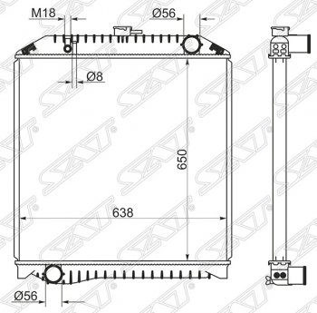 17 399 р. Радиатор двигателя SAT (пластинчатый, МКПП) Hino 500  дорестайлинг (2007-2015)  с доставкой в г. Йошкар-Ола. Увеличить фотографию 1