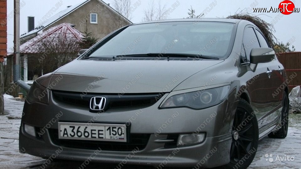 629 р. Реснички на фары Style  Honda Civic  FD (2005-2011) седан дорестайлинг, седан рестайлинг (Неокрашенные)  с доставкой в г. Йошкар-Ола