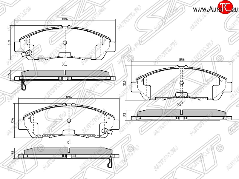 1 379 р. Колодки тормозные SAT (передние) Honda Accord 8 CU седан дорестайлинг (2008-2011)  с доставкой в г. Йошкар-Ола