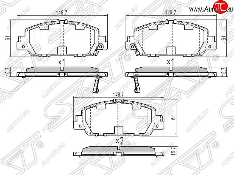 1 699 р. Колодки тормозные SAT (передние) Honda Accord CU седан дорестайлинг (2008-2011)  с доставкой в г. Йошкар-Ола