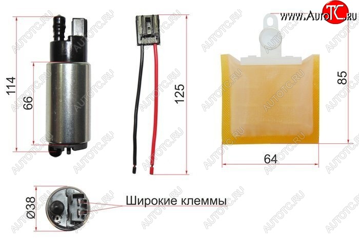 1 189 р. Насос топливный SAT (12V, 3BAR, 90L / H, V=1500-2200) Mitsubishi Airtek (2001-2008)  с доставкой в г. Йошкар-Ола