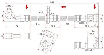 Тормозной шланг передний SAT (правый) Honda Airwave 1 GJ дорестайлинг (2003-2008)