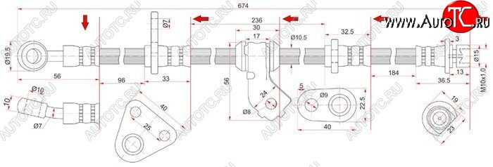 1 759 р. Тормозной шланг передний SAT (правый)  Honda Civic  EG - Integra  DB6,DB7,DB8,DB9  с доставкой в г. Йошкар-Ола