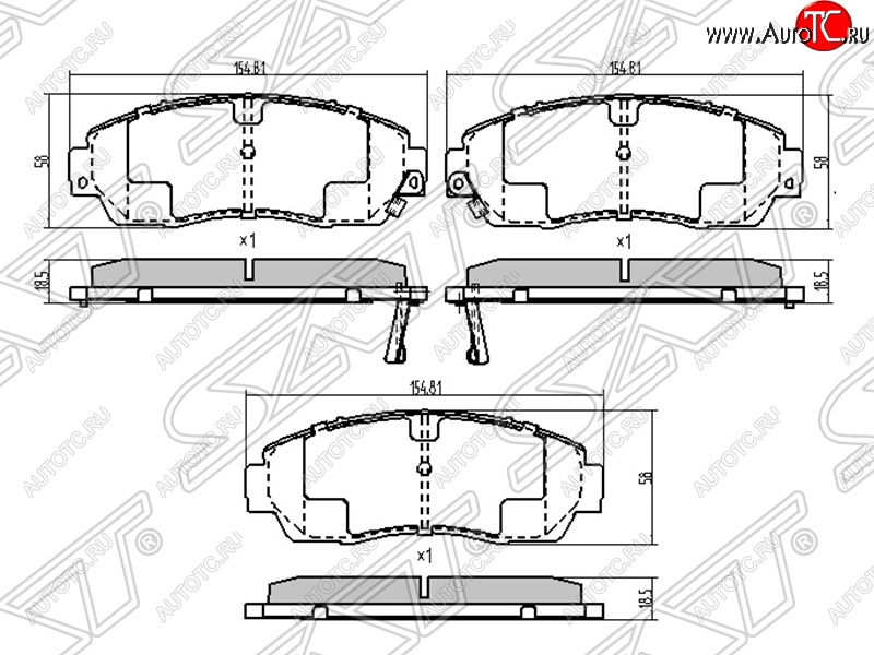 1 699 р. Колодки тормозные передние SAT Honda CR-V RE1,RE2,RE3,RE4,RE5,RE7 дорестайлинг (2007-2010)  с доставкой в г. Йошкар-Ола