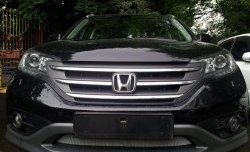 Сетка на бампер (2.0) Russtal (хром) Honda (Хонда) CR-V (СР-В)  RM1,RM3,RM4 (2012-2015) RM1,RM3,RM4 дорестайлинг