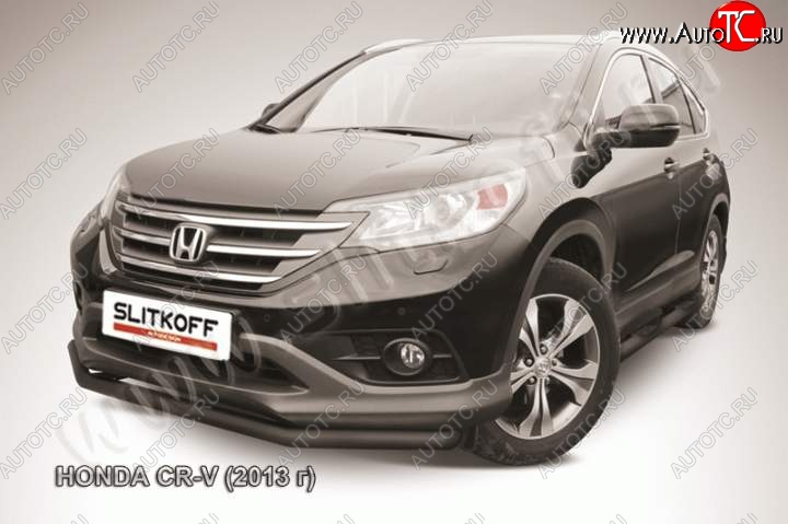 8 299 р. Защита переднего бампера из трубы d57 Slitkoff (дуга)  Honda CR-V  RM1,RM3,RM4 (2012-2015) дорестайлинг (Цвет: серебристый)  с доставкой в г. Йошкар-Ола