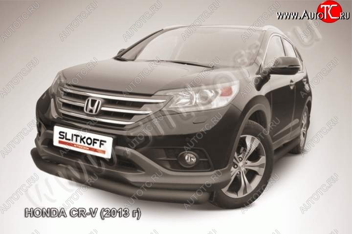 9 649 р. Защита переднего бампера из трубы d76 Slitkoff (дуга)  Honda CR-V  RM1,RM3,RM4 (2012-2015) дорестайлинг (Цвет: серебристый)  с доставкой в г. Йошкар-Ола