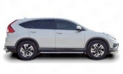 14 849 р. Защита порогов из круглой трубы диаметром 63 мм (рестайлинг) Russtal Honda CR-V RM1,RM3,RM4 дорестайлинг (2012-2015) (Защита порогов с со скосами на торцах (вариант 1))  с доставкой в г. Йошкар-Ола. Увеличить фотографию 2