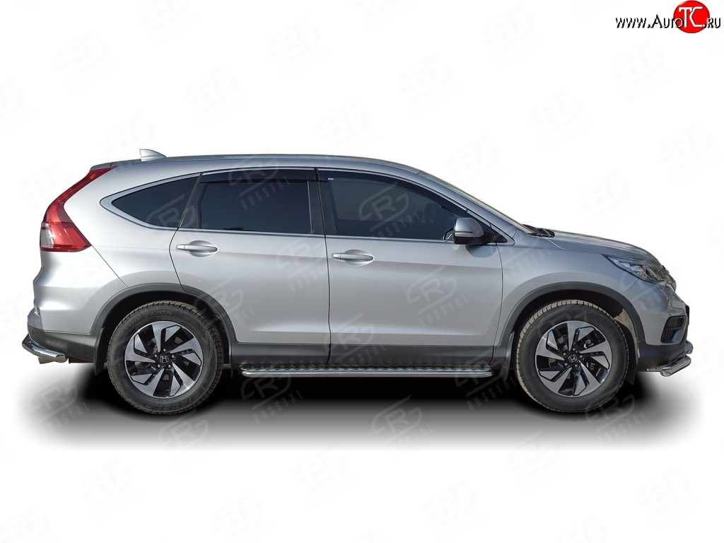 20 749 р. Широкая защита порогов Russtal Honda CR-V RM1,RM3,RM4 дорестайлинг (2012-2015) (Защита порогов с со скосами на торцах (вариант 1))  с доставкой в г. Йошкар-Ола