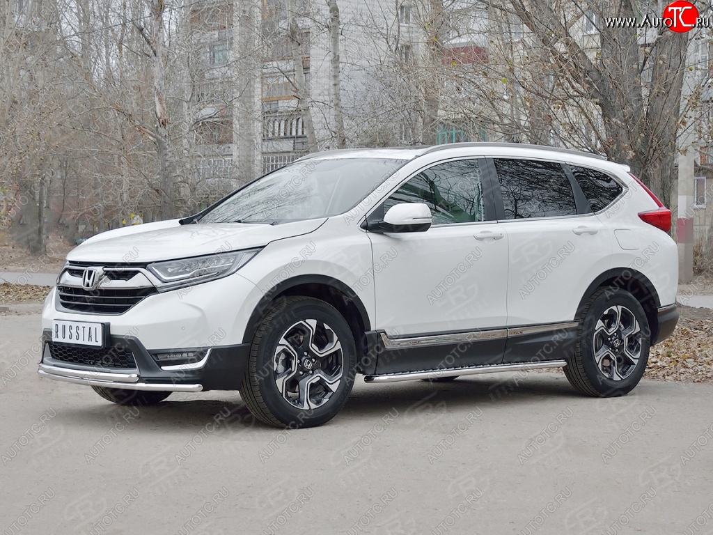 17 449 р. Защита переднего бампера (2 трубыØ42 мм, нержавейка) SLITKOFF  Honda CR-V  RW,RT (2016-2020) дорестайлинг  с доставкой в г. Йошкар-Ола