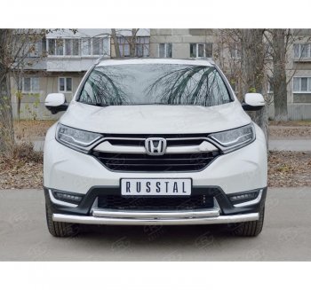 22 649 р. Защита переднего бампера (2 трубыØ63 и 42 мм, нержавейка) SLITKOFF Honda CR-V RW,RT дорестайлинг (2016-2020)  с доставкой в г. Йошкар-Ола. Увеличить фотографию 2