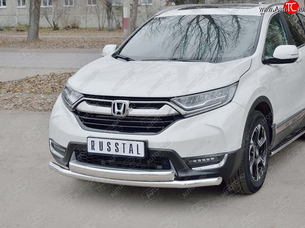 14 699 р. Защита переднего бампера (2 трубыØ63 и 75х42 мм, нержавейка) Russtal Honda CR-V RW,RT дорестайлинг (2016-2020)  с доставкой в г. Йошкар-Ола