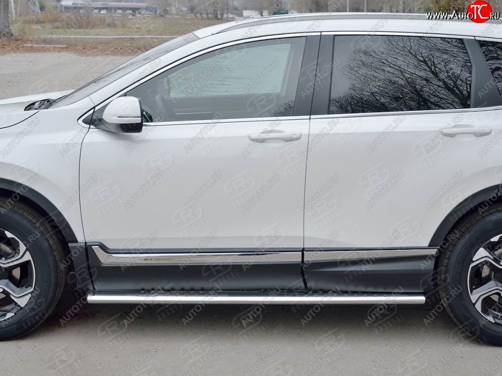 30 649 р. Защита порогов Russtal из овальной трубы d120х60 с проступью Russtal Honda CR-V RW,RT дорестайлинг (2016-2020)  с доставкой в г. Йошкар-Ола