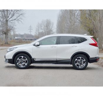 21 749 р. Защита порогов Russtal из овальной трубы d75х42 с проступью Russtal Honda CR-V RW,RT дорестайлинг (2016-2020)  с доставкой в г. Йошкар-Ола. Увеличить фотографию 2