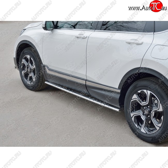 21 749 р. Защита порогов Russtal из овальной трубы d75х42 с проступью Russtal Honda CR-V RW,RT дорестайлинг (2016-2020)  с доставкой в г. Йошкар-Ола