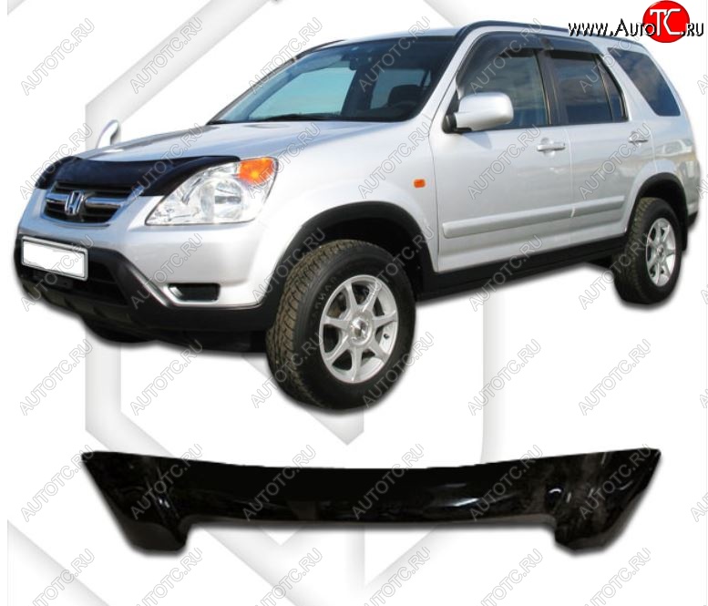 2 059 р. Дефлектор капота CA-Plastic  Honda CR-V  RD4,RD5,RD6,RD7,RD9  (2001-2006) дорестайлинг, рестайлинг (Classic черный, Без надписи)  с доставкой в г. Йошкар-Ола