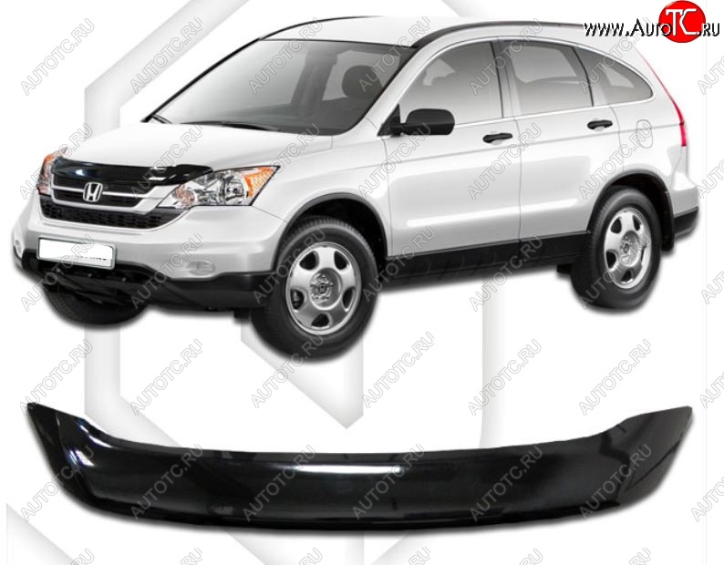 1 999 р. Дефлектор капота CA-Plastic  Honda CR-V  RE1,RE2,RE3,RE4,RE5,RE7 (2009-2012) рестайлинг (Classic черный, Без надписи)  с доставкой в г. Йошкар-Ола