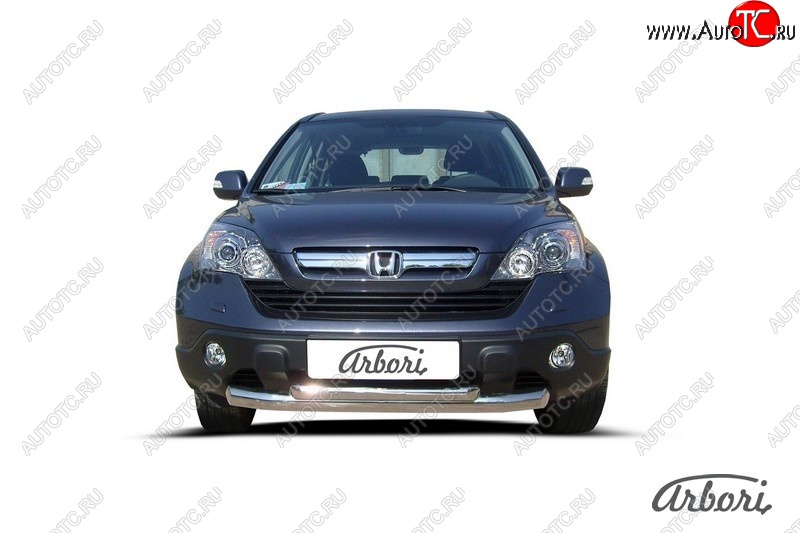 8 369 р. Защита переднего бампера Arbori (2 трубы d76 и 57 mm) Honda CR-V RE1,RE2,RE3,RE4,RE5,RE7 рестайлинг (2009-2012) (черная)  с доставкой в г. Йошкар-Ола